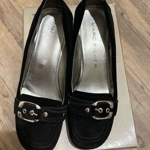 Marc Fisher wedge suede shoes size 7.5 color black